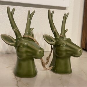 Olive Green Ceramic Deer Head Ornaments